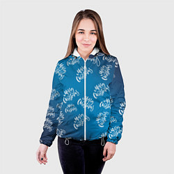 Куртка с капюшоном женская Merry Christmas - Новогодний паттерн, цвет: 3D-белый — фото 2