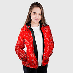 Куртка с капюшоном женская Happy New Year - Новогодний узор, цвет: 3D-черный — фото 2