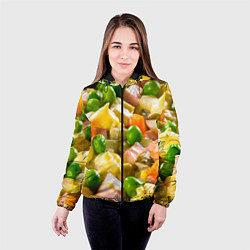 Куртка с капюшоном женская Весь в оливье, цвет: 3D-черный — фото 2