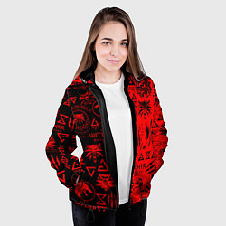 Куртка с капюшоном женская THE WITCHER LOGOBOMBING BLACK RED, цвет: 3D-черный — фото 2