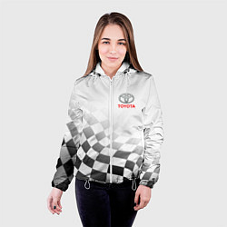Куртка с капюшоном женская TOYOTA, ТОЙОТА СПОРТ, ФИНИШНЫЙ ФЛАГ, цвет: 3D-белый — фото 2