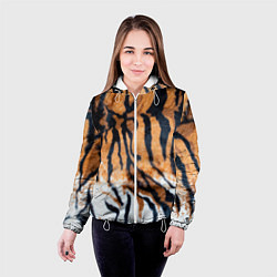 Куртка с капюшоном женская Шкура тигра Новый год 2022, цвет: 3D-белый — фото 2