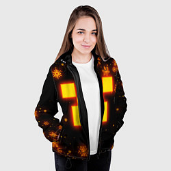 Куртка с капюшоном женская НОВОГОДНИЙ ОГНЕННЫЙ КРИПЕР CREEPER FIRE, цвет: 3D-черный — фото 2