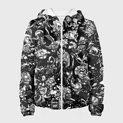 Женская куртка DOTA 2 ВСЕ ПЕРСОНАЖИ ЧЁРНО БЕЛЫЙ