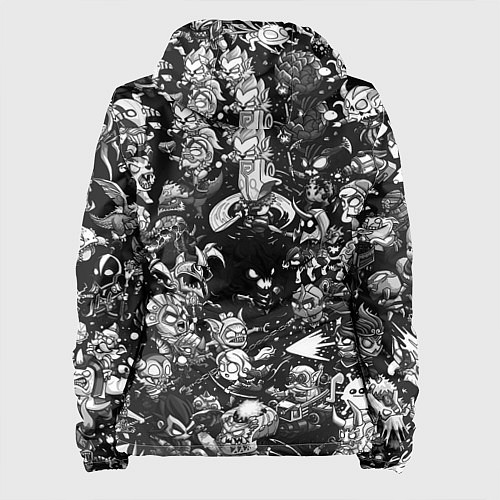 Женская куртка DOTA 2 ВСЕ ПЕРСОНАЖИ ЧЁРНО БЕЛЫЙ / 3D-Черный – фото 2