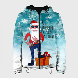 Куртка с капюшоном женская Hipster Santa 2022, цвет: 3D-черный