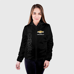 Куртка с капюшоном женская Chevrolet, Chevrolet Боковая полоса, цвет: 3D-черный — фото 2
