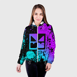 Куртка с капюшоном женская GEOMETRY DASH NEON LEVELS SMILE, цвет: 3D-белый — фото 2