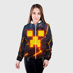 Куртка с капюшоном женская ОГНЕННЫЙ КРИПЕР 3D ПЛИТЫ FIRE CREEPER, цвет: 3D-белый — фото 2