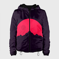 Куртка с капюшоном женская Красная луна над сумеречными горами, цвет: 3D-черный