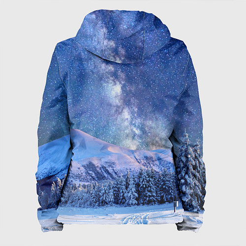 Женская куртка Космическая Зима Надпись Новый Год / 3D-Черный – фото 2