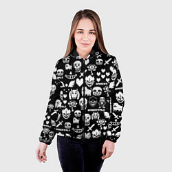 Куртка с капюшоном женская UNDERTALE PATTERN БЕЛЫЙ, цвет: 3D-черный — фото 2