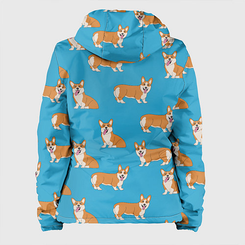 Женская куртка Счастливые корги паттерн / 3D-Черный – фото 2