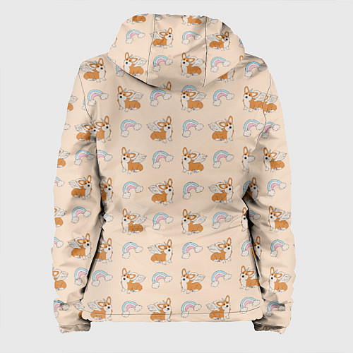 Женская куртка Корги - единороги паттерн / 3D-Черный – фото 2