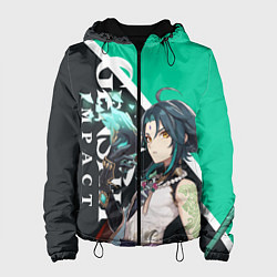 Куртка с капюшоном женская СЯО XIAO ГЕНШИН, цвет: 3D-черный