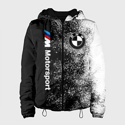 Куртка с капюшоном женская БМВ Черно-белый логотип, цвет: 3D-черный