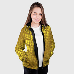 Куртка с капюшоном женская Биткоин золото, цвет: 3D-черный — фото 2