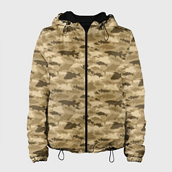 Куртка с капюшоном женская Рыбы камуфляж, цвет: 3D-черный