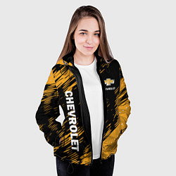 Куртка с капюшоном женская Chevrolet, Chevrolet Черно Желтый, цвет: 3D-черный — фото 2
