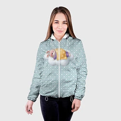 Куртка с капюшоном женская Спящий кролик, цвет: 3D-белый — фото 2