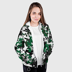 Куртка с капюшоном женская Зелено-черный камуфляж, цвет: 3D-белый — фото 2