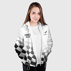 Куртка с капюшоном женская Audi Quattro, Ауди Кватро, Финишный флаг, цвет: 3D-белый — фото 2