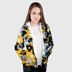 Куртка с капюшоном женская Солнце и Луна из FNAF Security Breach Паттерн, цвет: 3D-белый — фото 2