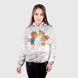 Куртка с капюшоном женская Плюшевый Поцелуй Влюблённые Мишки, цвет: 3D-белый — фото 2