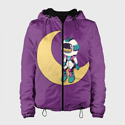 Куртка с капюшоном женская Astronaut on the moon - сидит, цвет: 3D-черный