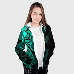 Куртка с капюшоном женская МАСКА И ТАТУИРОВКА СЯО XIAO ГЕНШИН, цвет: 3D-белый — фото 2