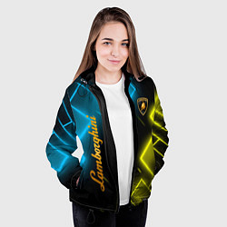 Куртка с капюшоном женская Lamborghini - Неоновые фигуры, цвет: 3D-черный — фото 2