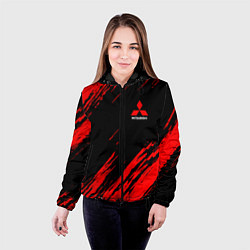 Куртка с капюшоном женская Mitsubishi Texture Red, цвет: 3D-черный — фото 2