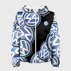 Куртка с капюшоном женская Volkswagen logo Pattern, цвет: 3D-белый