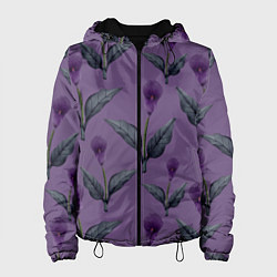 Женская куртка Фиолетовые каллы с зелеными листьями