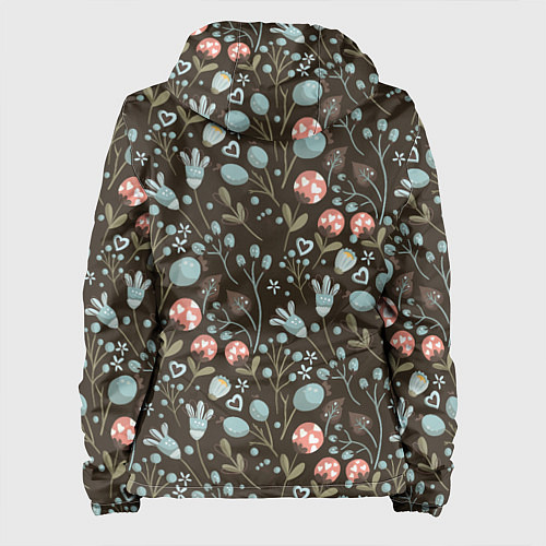 Женская куртка Цветы и ягоды паттерн / 3D-Черный – фото 2