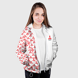 Куртка с капюшоном женская Mitsubishi Mini logo Half pattern, цвет: 3D-белый — фото 2