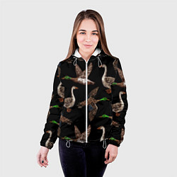 Куртка с капюшоном женская Утки паттерн, цвет: 3D-белый — фото 2