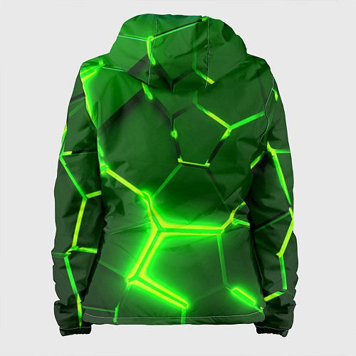 Женская куртка 3D ПЛИТЫ НЕОН NEON GREEN HEXAGON РАЗЛОМ / 3D-Белый – фото 2