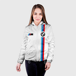 Куртка с капюшоном женская БМВ 3 STRIPE BMW WHITE, цвет: 3D-белый — фото 2