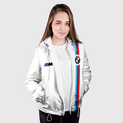 Куртка с капюшоном женская БМВ 3 STRIPE BMW WHITE, цвет: 3D-белый — фото 2