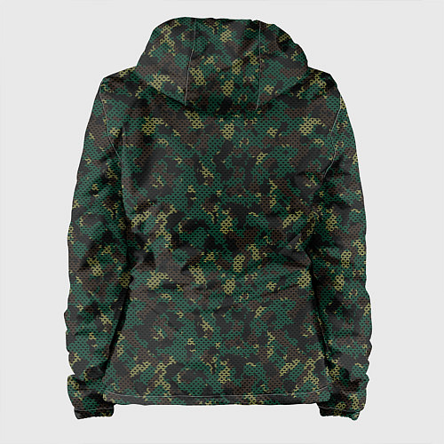 Женская куртка Тёмно-Зелёный Сеточный Камуфляж / 3D-Черный – фото 2