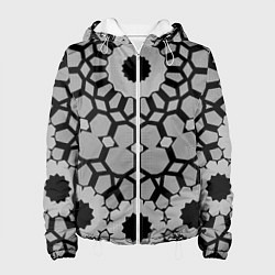 Куртка с капюшоном женская Модный геометрический узор, цвет: 3D-белый