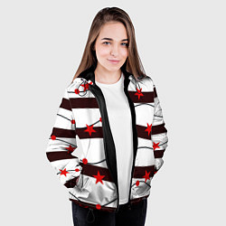 Куртка с капюшоном женская Красные Звезды На Волнах, цвет: 3D-черный — фото 2