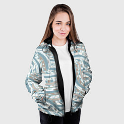 Куртка с капюшоном женская Абстрактный геометрический узор, цвет: 3D-черный — фото 2