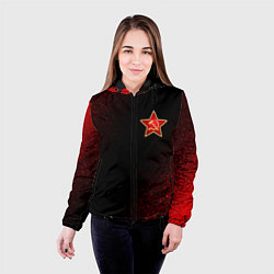 Куртка с капюшоном женская СССР - СЕРП И МОЛОТ Шум, цвет: 3D-черный — фото 2