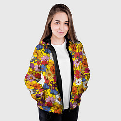Куртка с капюшоном женская Цветочки-лютики на желтом фоне, цвет: 3D-черный — фото 2