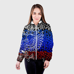 Куртка с капюшоном женская Флаг russia, цвет: 3D-белый — фото 2