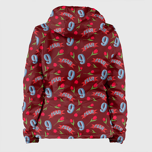 Женская куртка 9 мая, красная лента и тюльпаны / 3D-Черный – фото 2