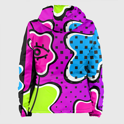 Женская куртка Яркий абстрактный узор в стиле 90х, неоновые цвета / 3D-Белый – фото 2