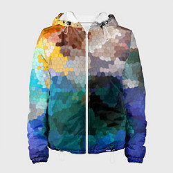 Куртка с капюшоном женская Осенний мозаичный узор, цвет: 3D-белый
